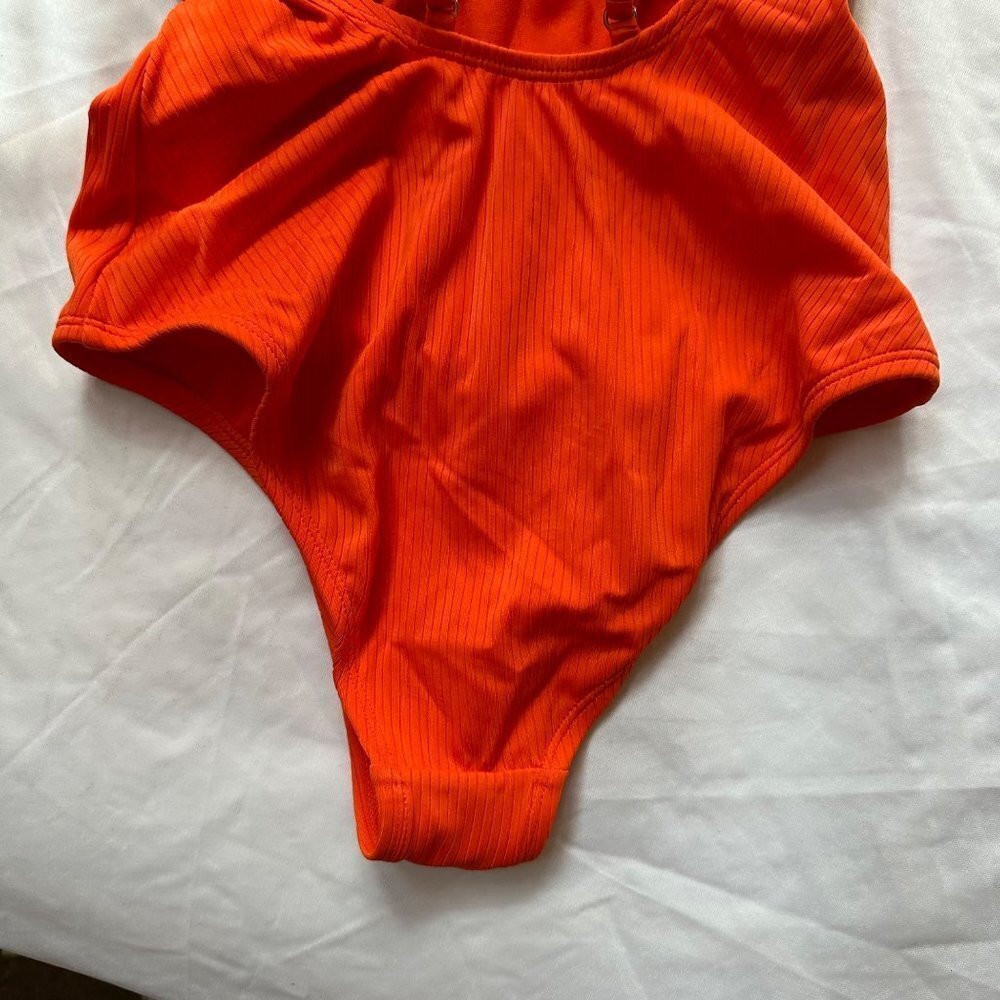 Xhilaration Orange One Piece Front Bow Detail Cheeky Swimsuit Size Small - Picture 6 of 8